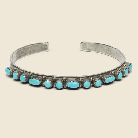 Turquoise Rounded Petit Point Sterling Cuff