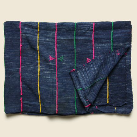 African Indigo Textile - Bright Stitching