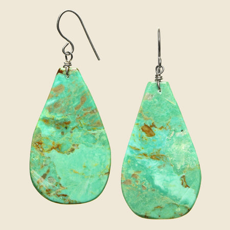 Turquoise Teardrop Hook Earrings - Green
