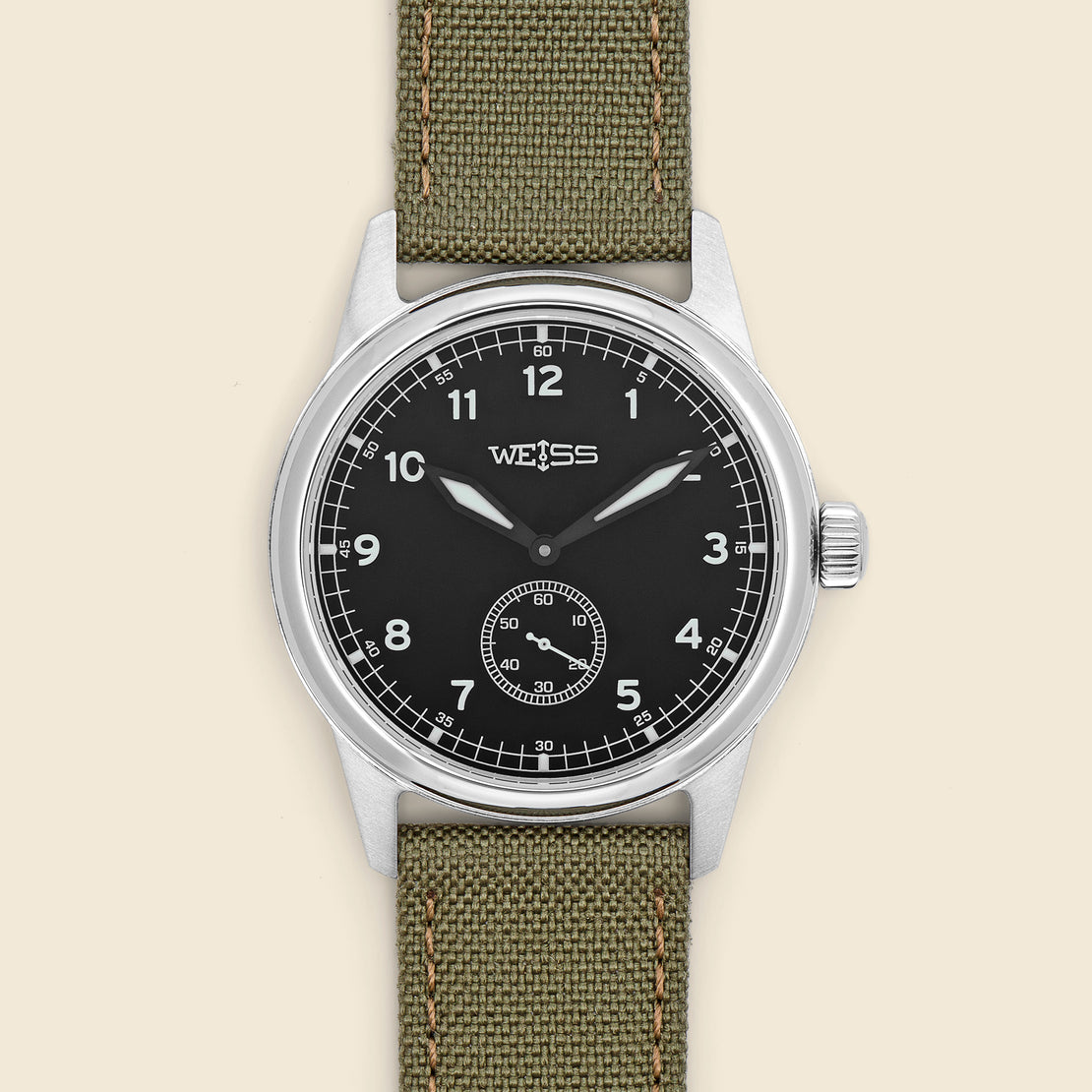 Weiss Watch Co Standard Issue Field Watch 38mm - Black/Olive