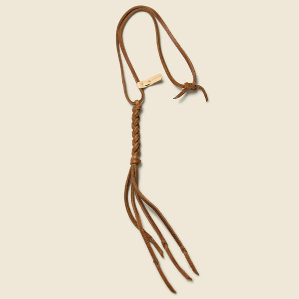 Braided Leather Necklace - Rust