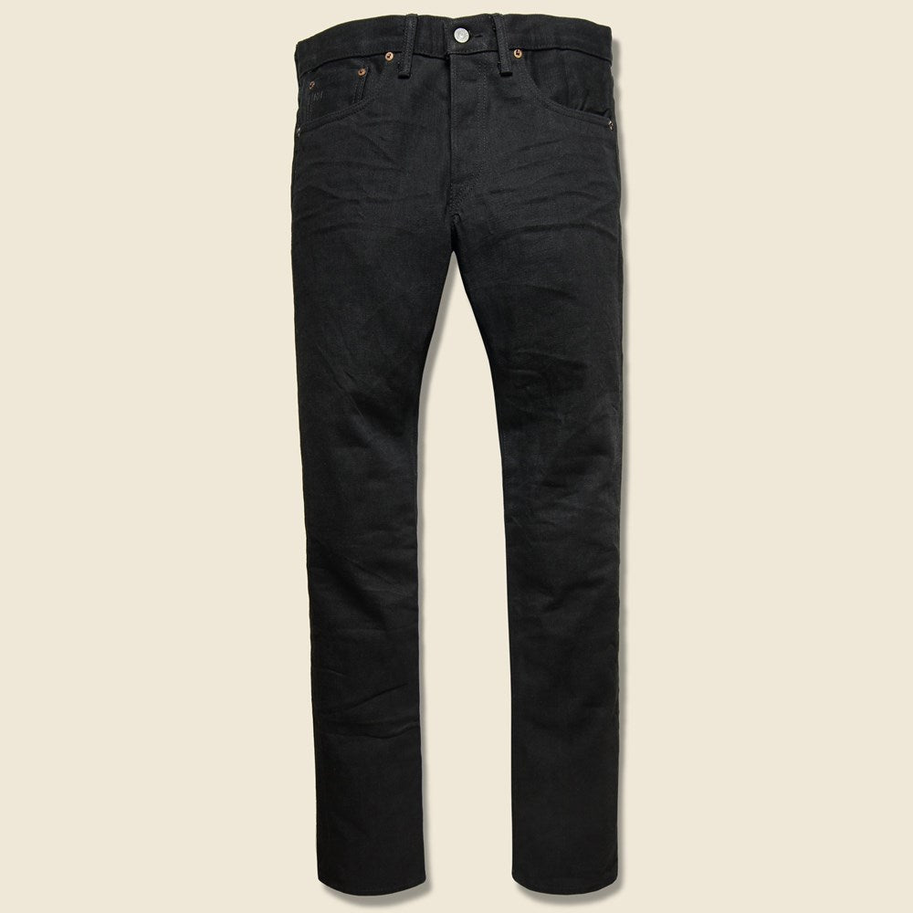 Slim Fit Jean in Black on Black featuring a sleek slim silhouette and dark denim finish for a modern everyday look.