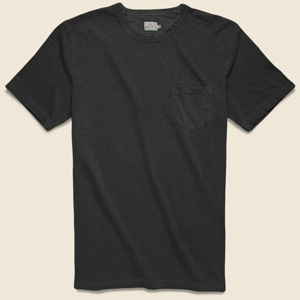 Garment Dyed Pocket Tee - Washed Black