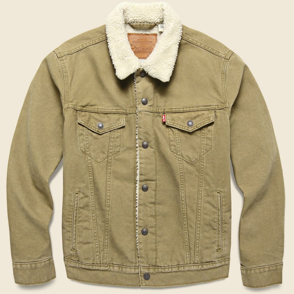 
                          Levis Premium Type III Sherpa Trucker Jacket - Washed Cougar Canvas
                        