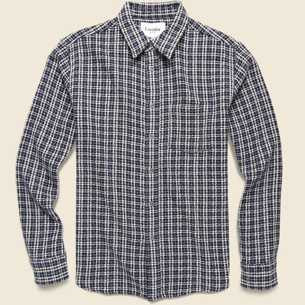 Reverse Tweed Snow Check Shirt - Blue
