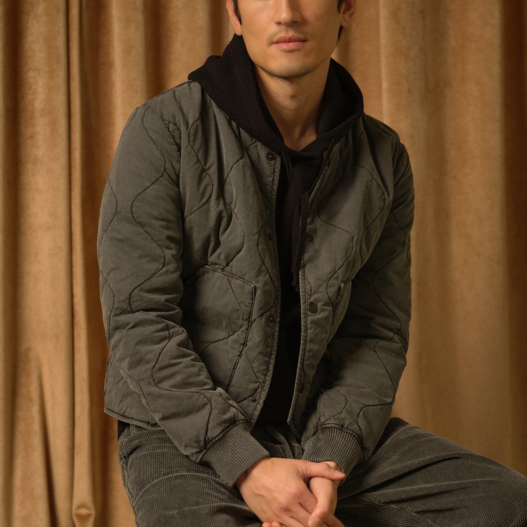 
                          Quilted Bomber Jacket - Black
                        