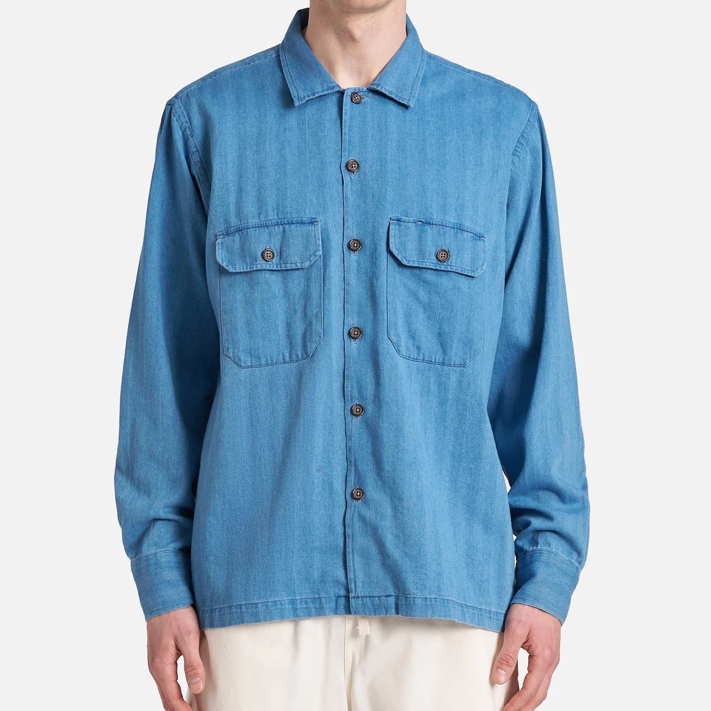 
                          Herringbone Utility Shirt - Washed Indigo
                        