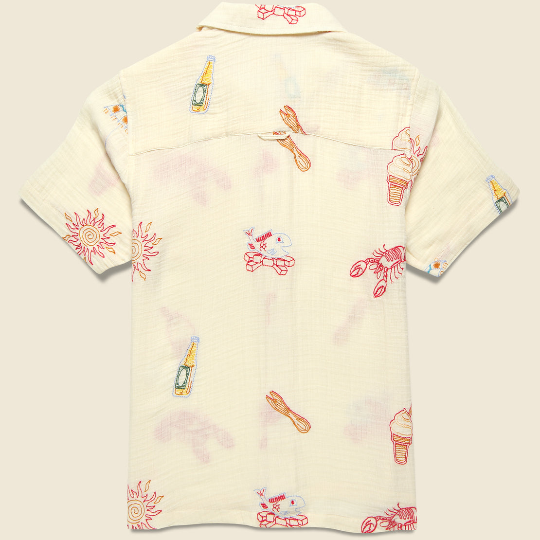 Embroidered Stachio Shirt - White - Far Afield - STAG Provisions - Tops - S/S Woven - Other Pattern