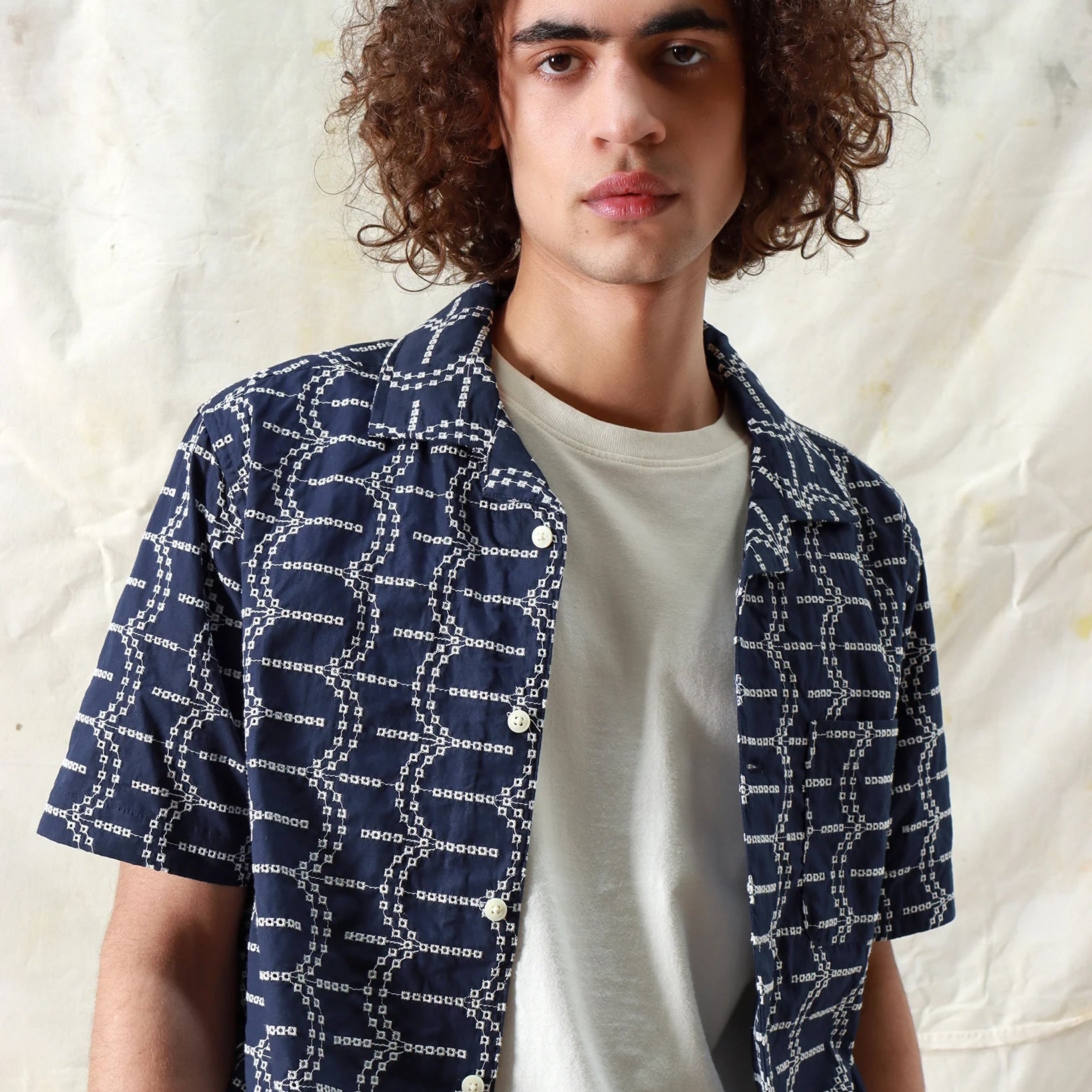 Stachio Shirt - Palm Tree Navy - Far Afield - STAG Provisions - Tops - S/S Woven - Other Pattern