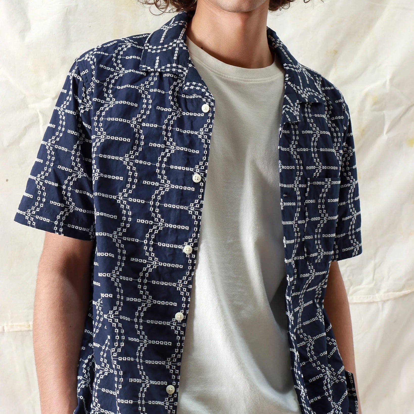 Stachio Shirt - Palm Tree Navy - Far Afield - STAG Provisions - Tops - S/S Woven - Other Pattern