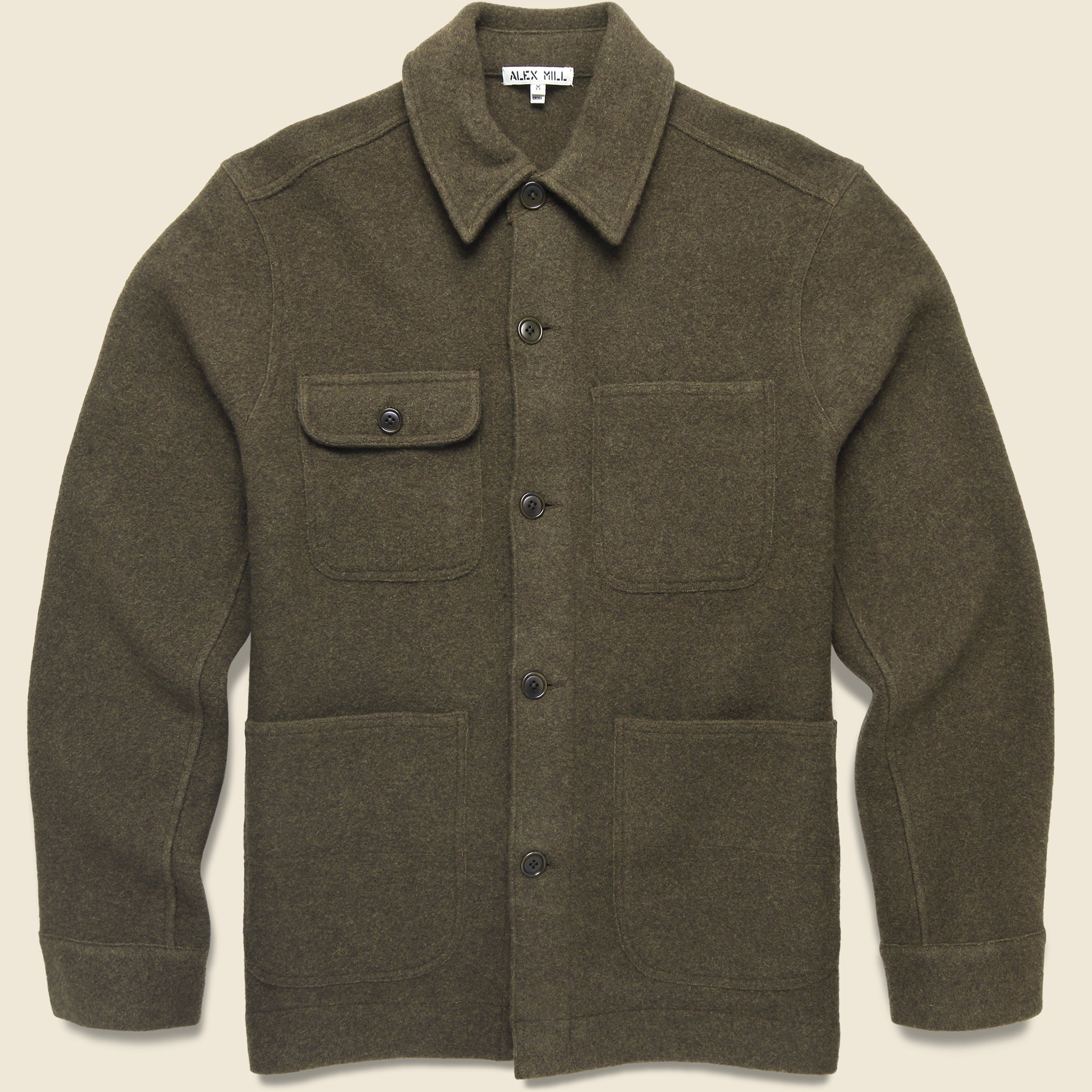 Boiled Wool Work Jacket - Heather Olive