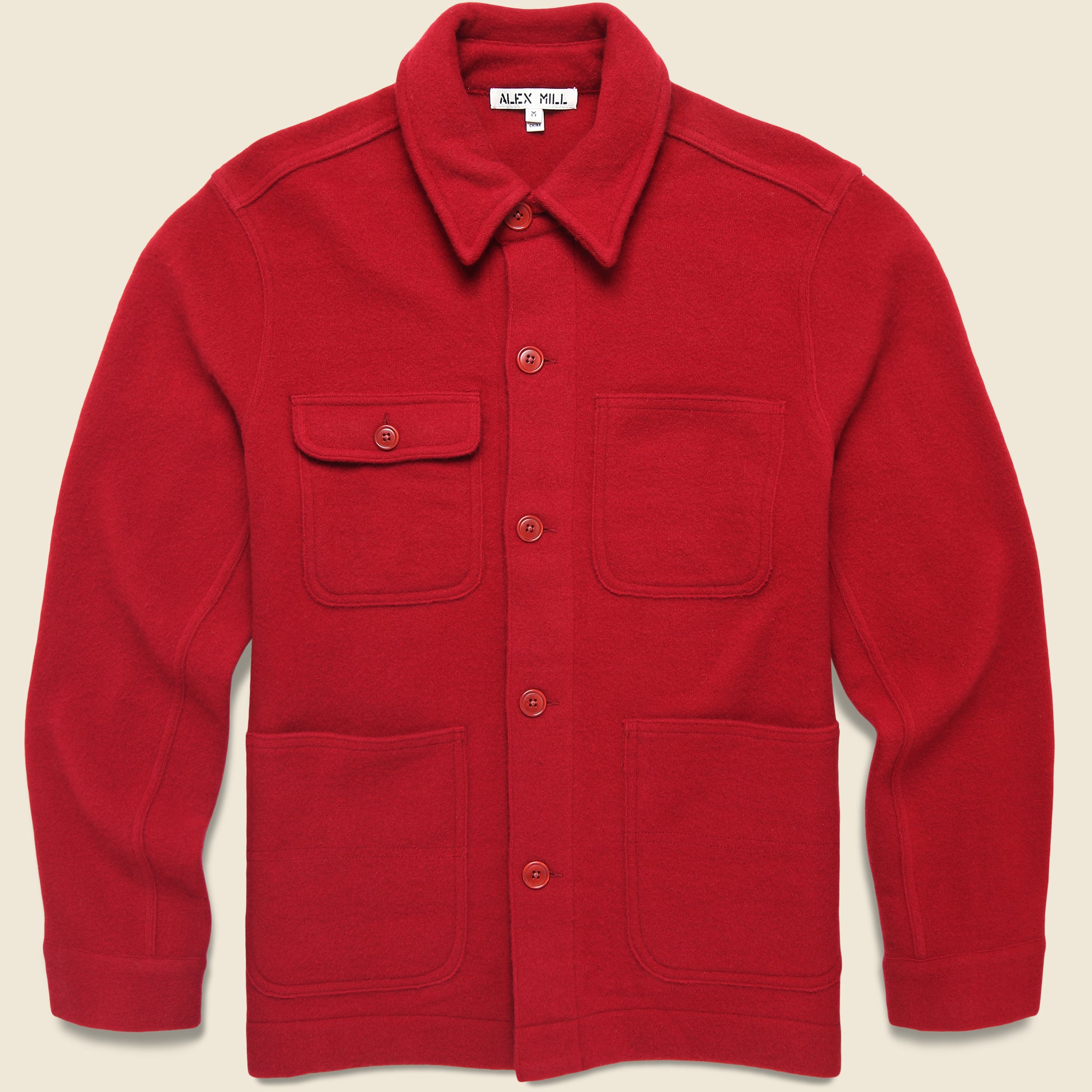 Boiled Wool Work Jacket - Barn Red