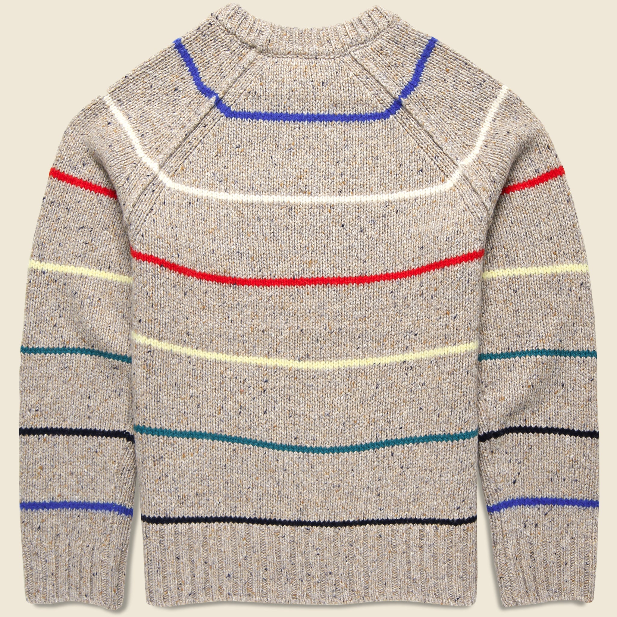 
                          Raglan Striped Crew Sweater - Oatmeal
                        