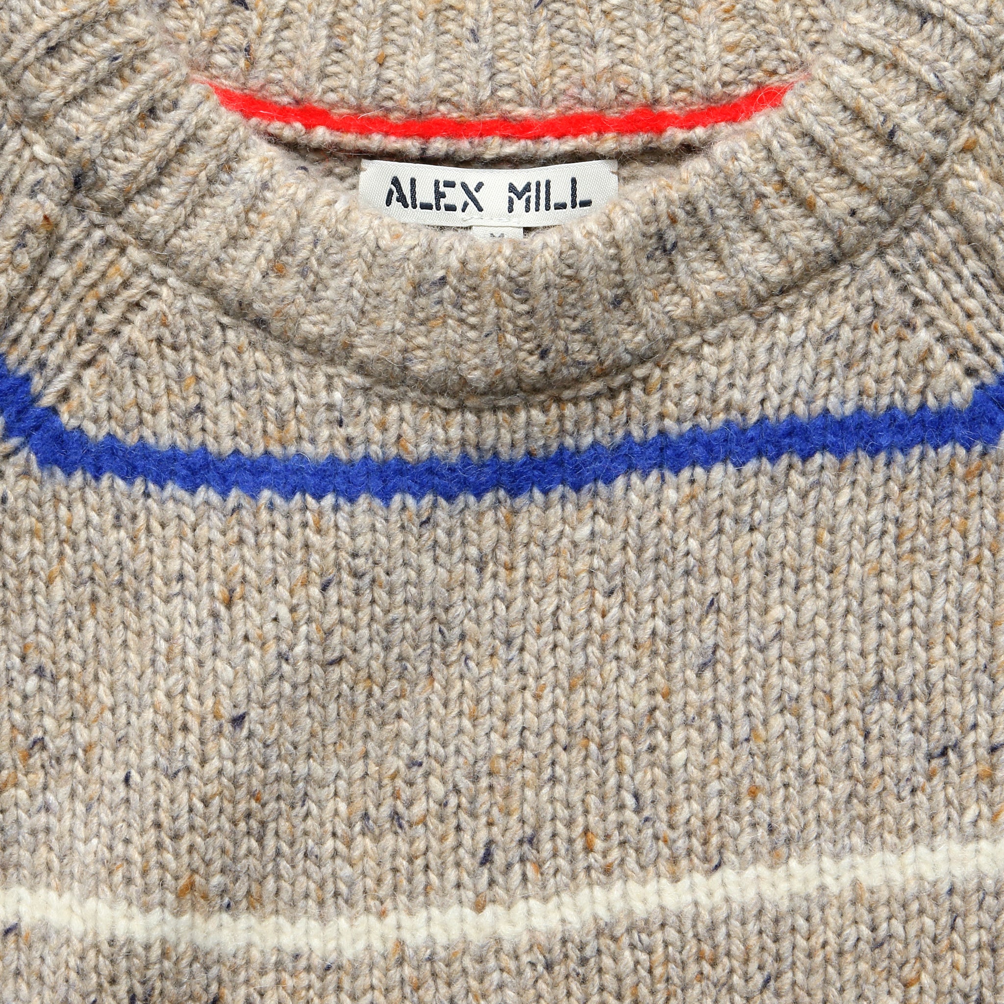 
                          Raglan Striped Crew Sweater - Oatmeal
                        