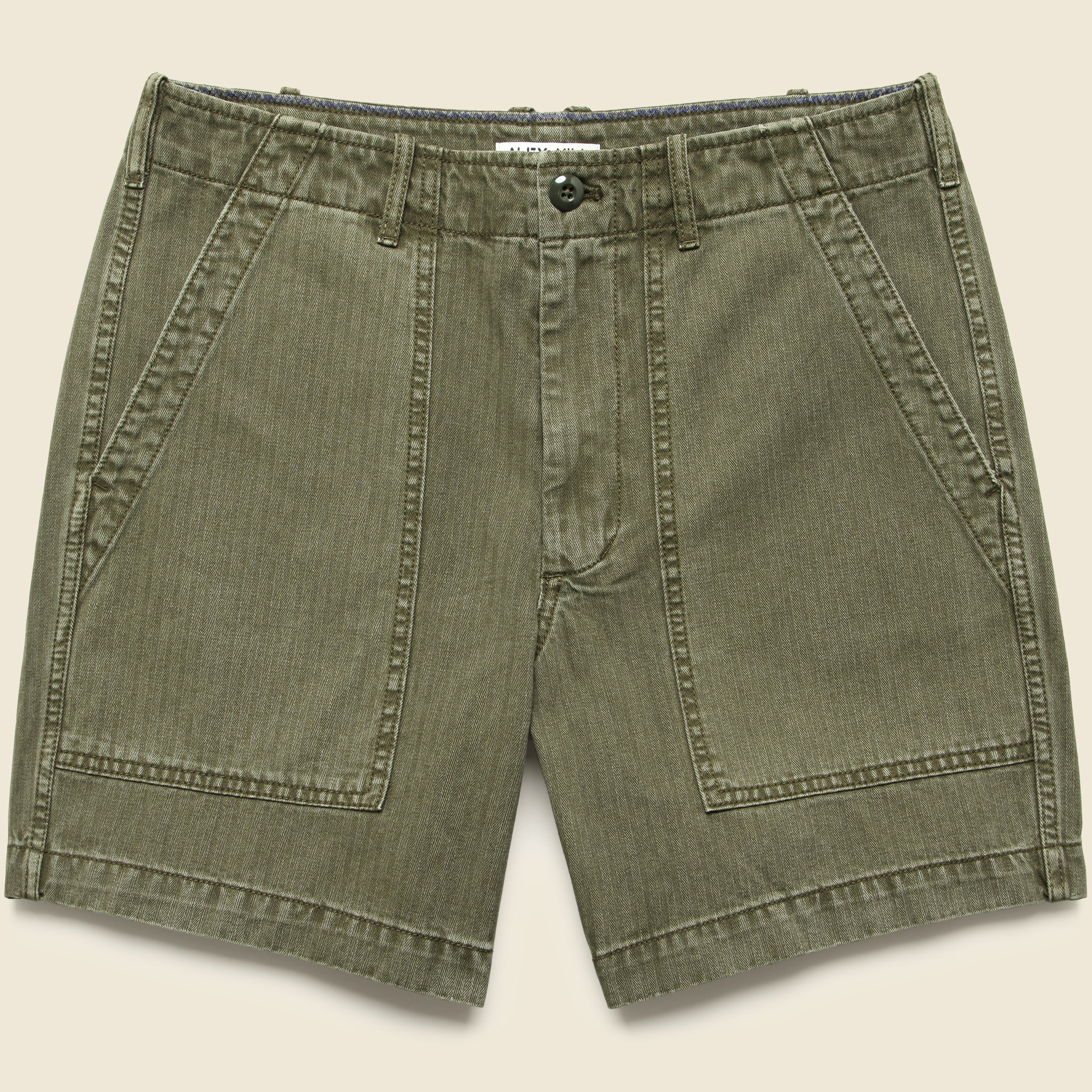 Herringbone Field Short - Field Olive - Alex Mill - STAG Provisions - Shorts - Solid