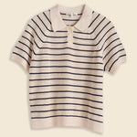 Polo Sweater in Stripe - Ivory/Navy - Alex Mill - STAG Provisions - W - Tops - S/S Knit