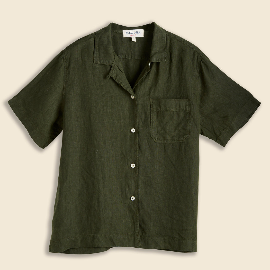 Alex Mill Maddie Camp Shirt in Linen - Pine Needle