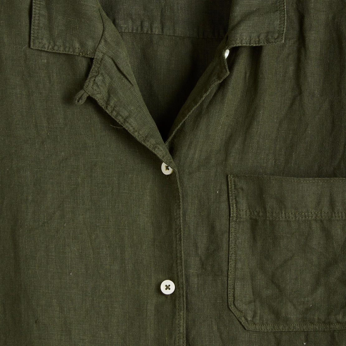 Maddie Camp Shirt in Linen - Pine Needle - Alex Mill - STAG Provisions - W - Tops - S/S Woven