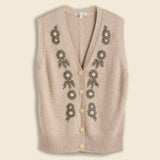 Embroidered Vest in Cotton Linen - Oatmeal - Alex Mill - STAG Provisions - W - Tops - Sweater