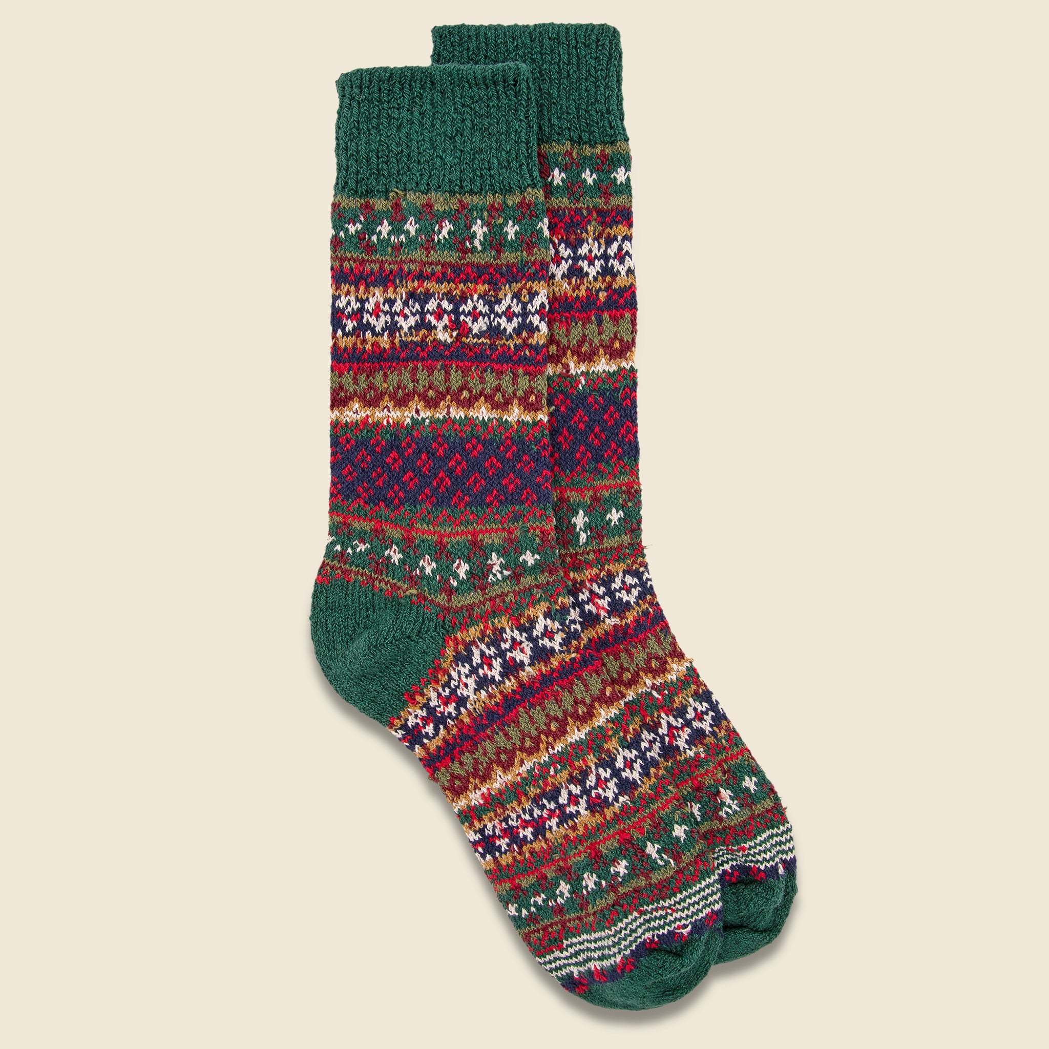 Cotton Fair Isle Crew Sock - Mistletoe