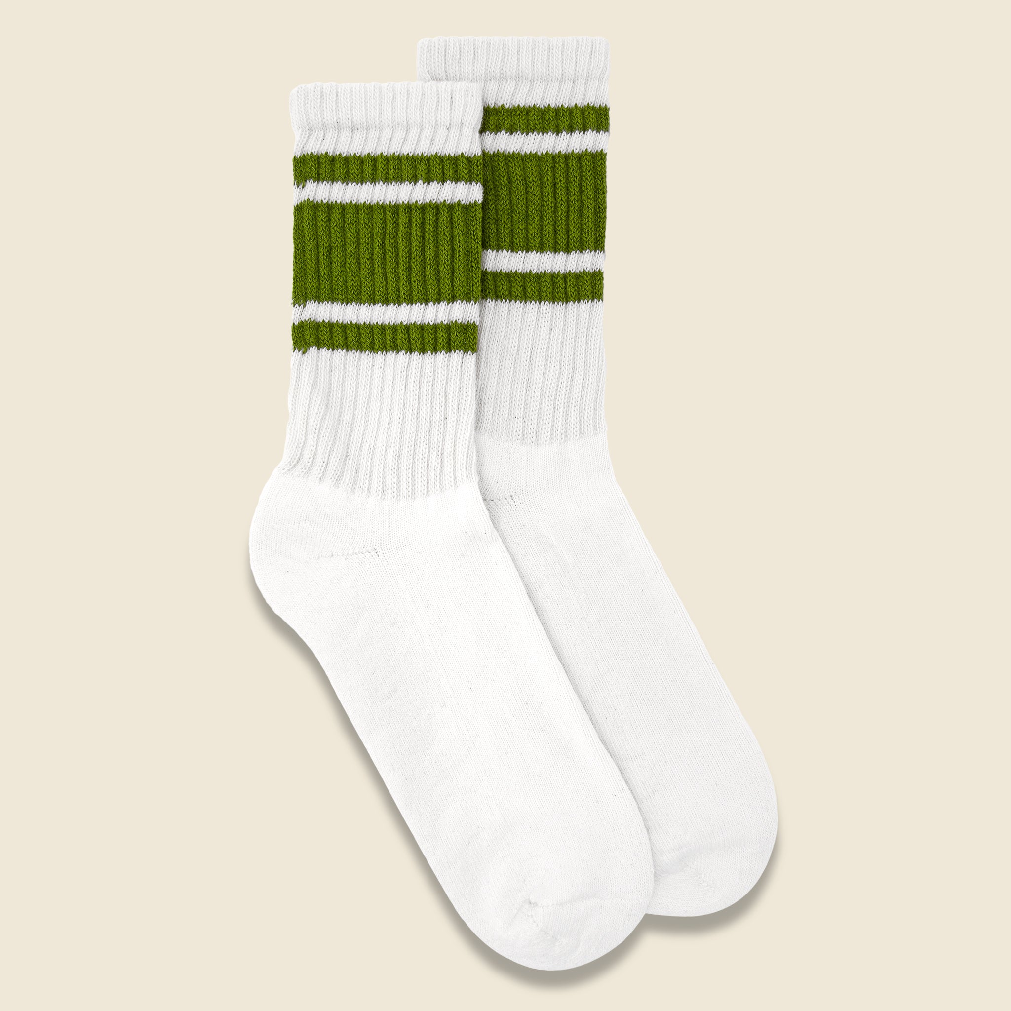 Retro Mono Stripe Crew Sock - Chive