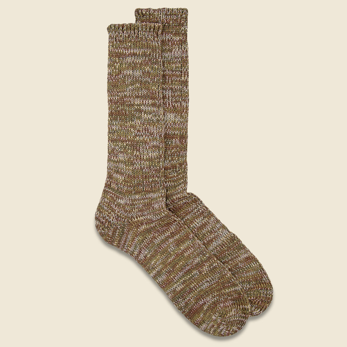 Anonymous Ism 5 Color Mix Crew Sock - Olive