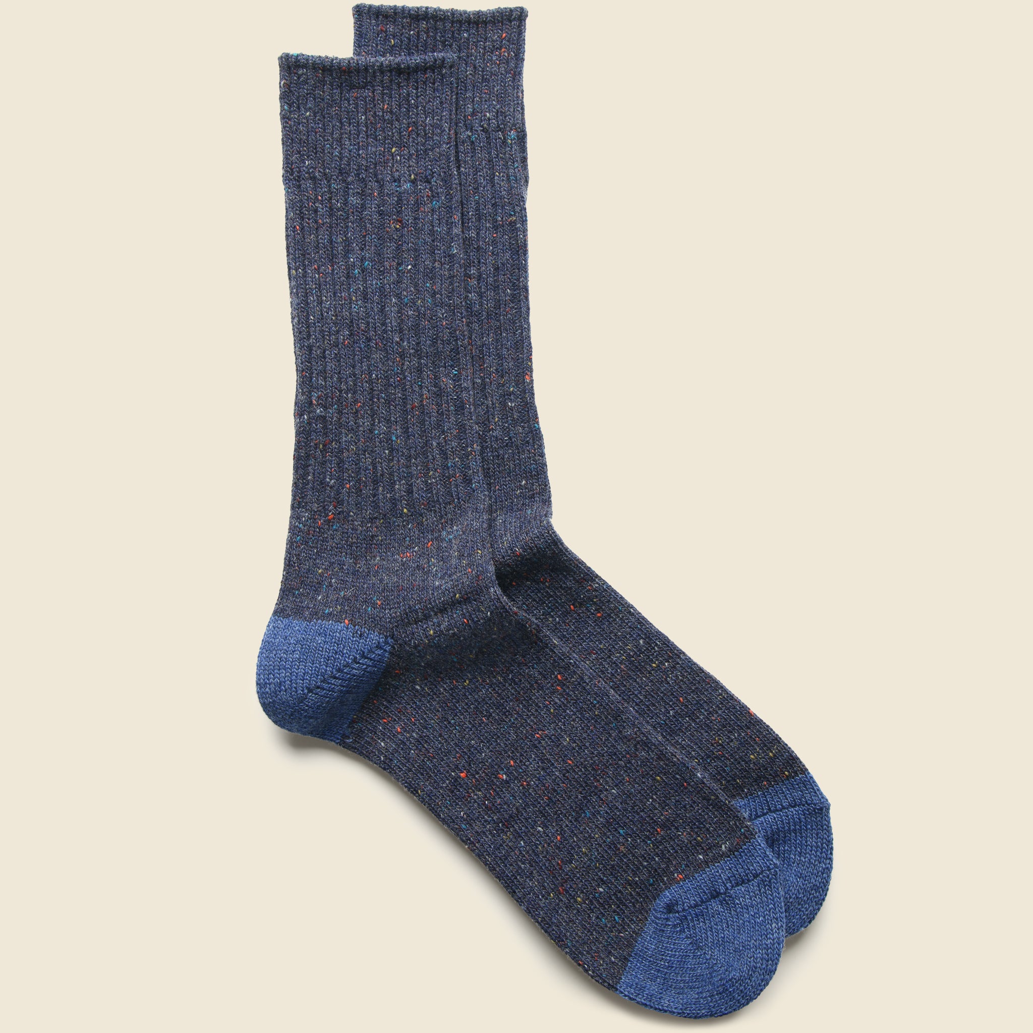 Tweed Nep Crew Sock - Navy/Blue