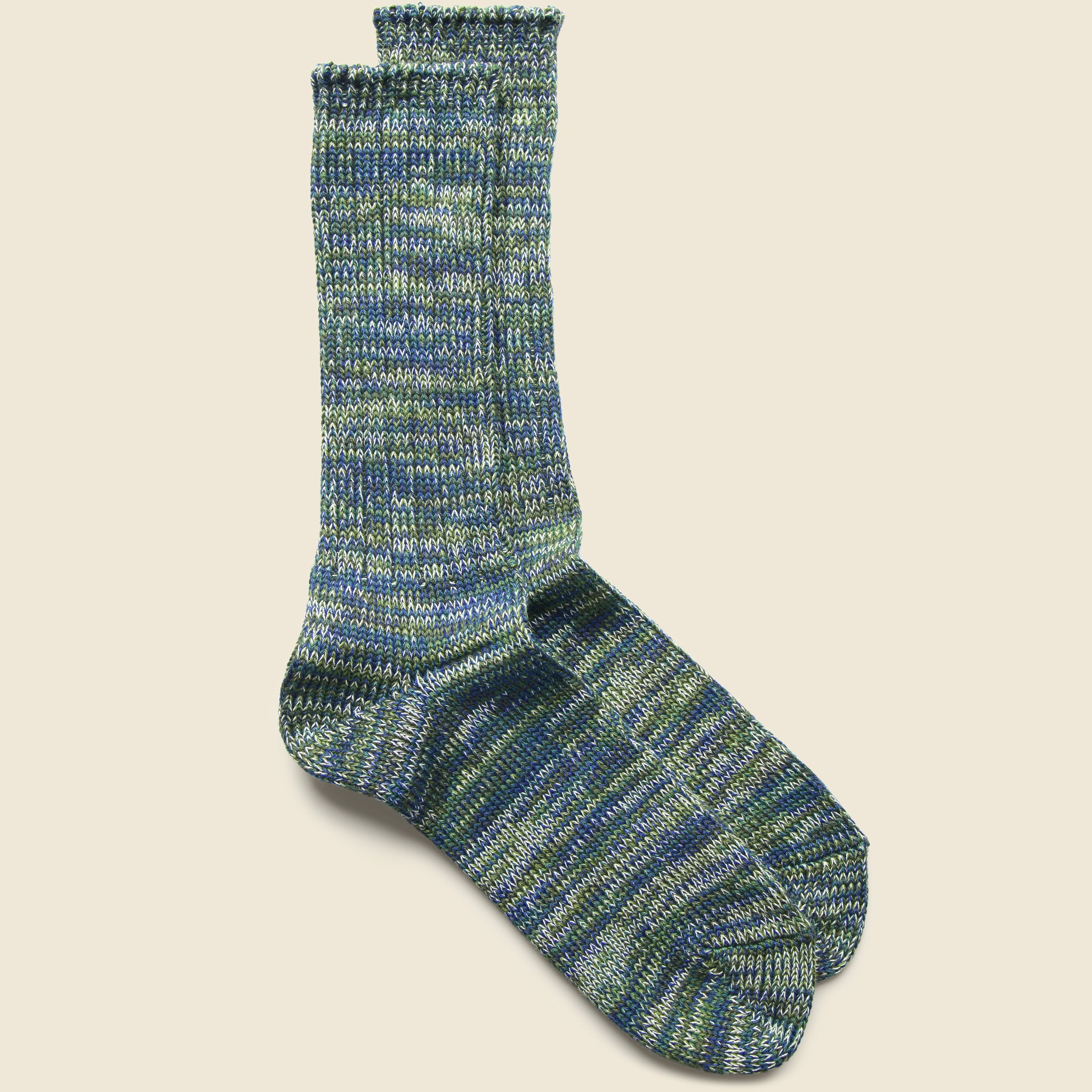 5 Color Mix Crew Sock - Dark Green