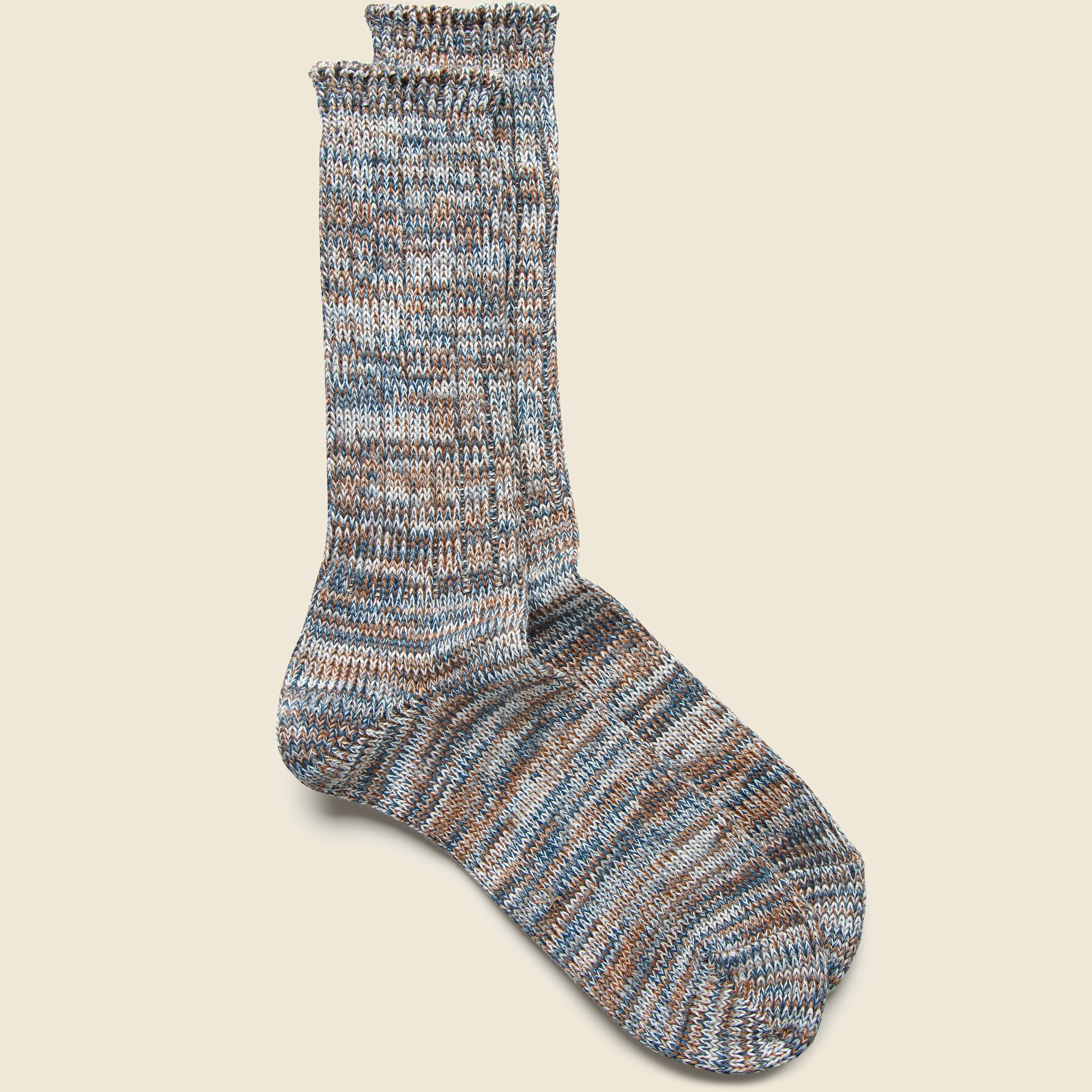 5 Color Mix Crew Sock - Taupe