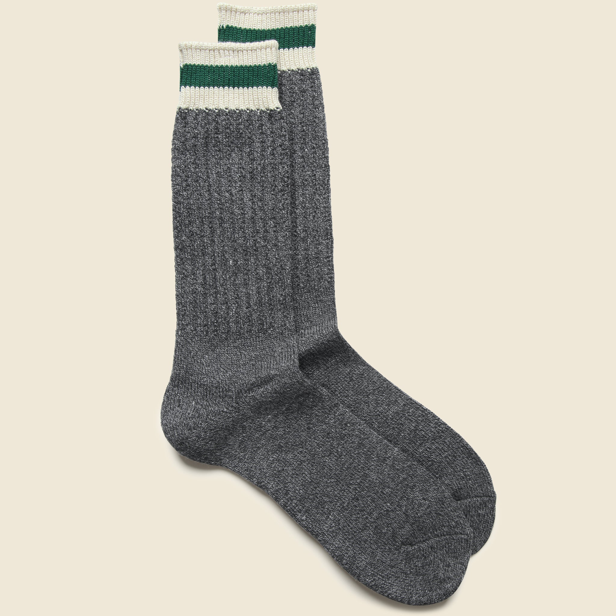 Tuck Cuff Stripe Crew Sock - Charcoal - Anonymous Ism - STAG Provisions - Accessories - Socks