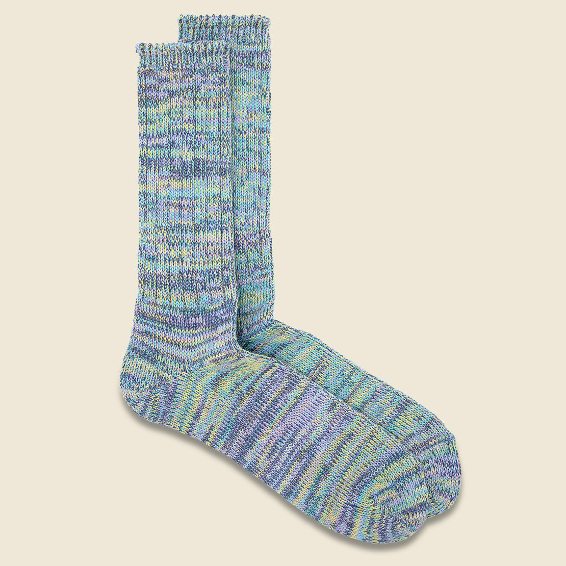 Anonymous Ism 5 Color Mix Crew Sock - Blue/Teal