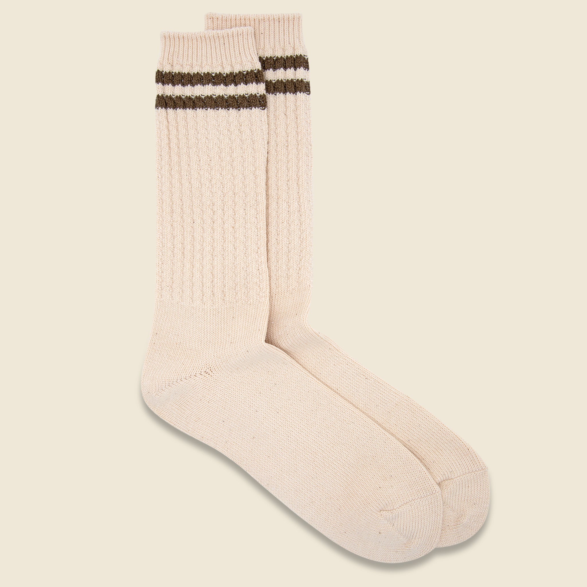 OC 2-Line Pique Rib Crew Sock - Olive - Anonymous Ism - STAG Provisions - Accessories - Socks