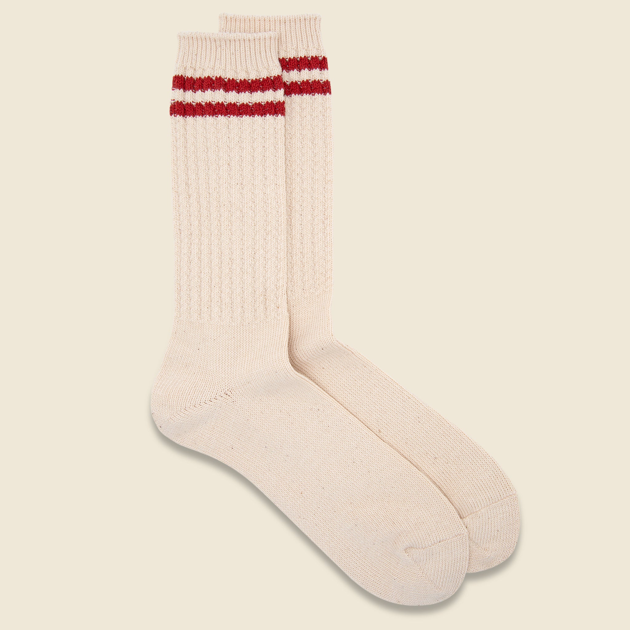 OC 2-Line Pique Rib Crew Sock - Red - Anonymous Ism - STAG Provisions - Accessories - Socks