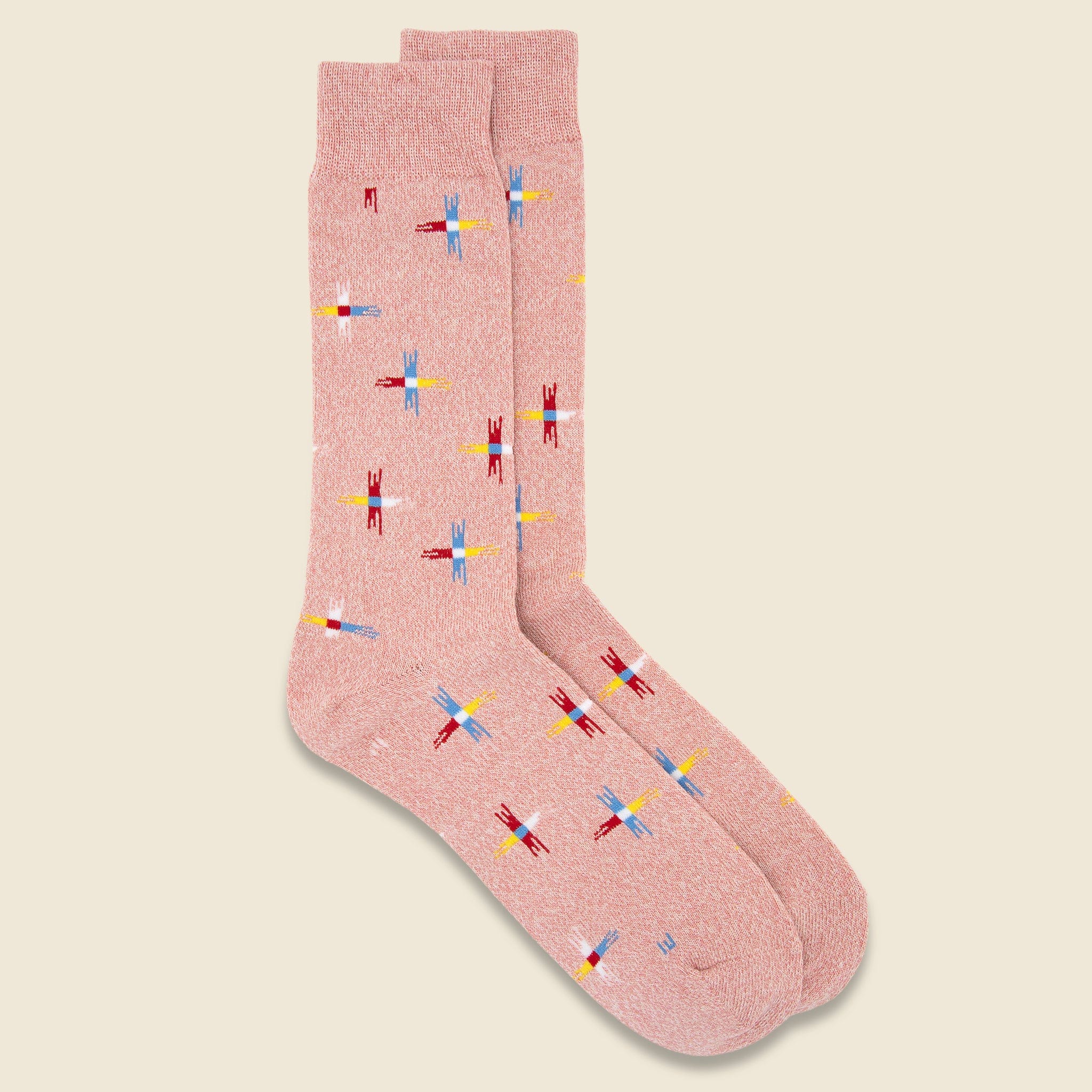 Sun Cross Crew Sock - Pink - Anonymous Ism - STAG Provisions - Accessories - Socks