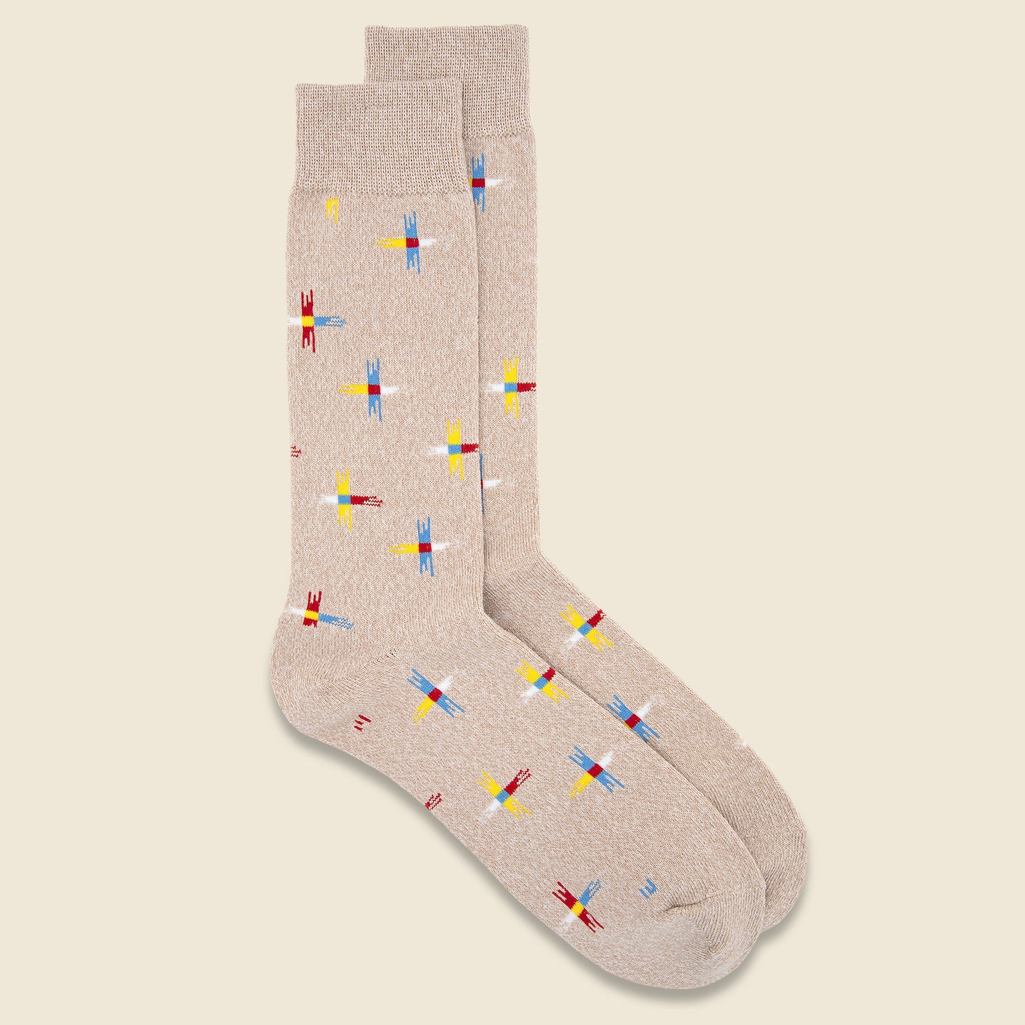 Sun Cross Crew Sock - Beige - Anonymous Ism - STAG Provisions - Accessories - Socks