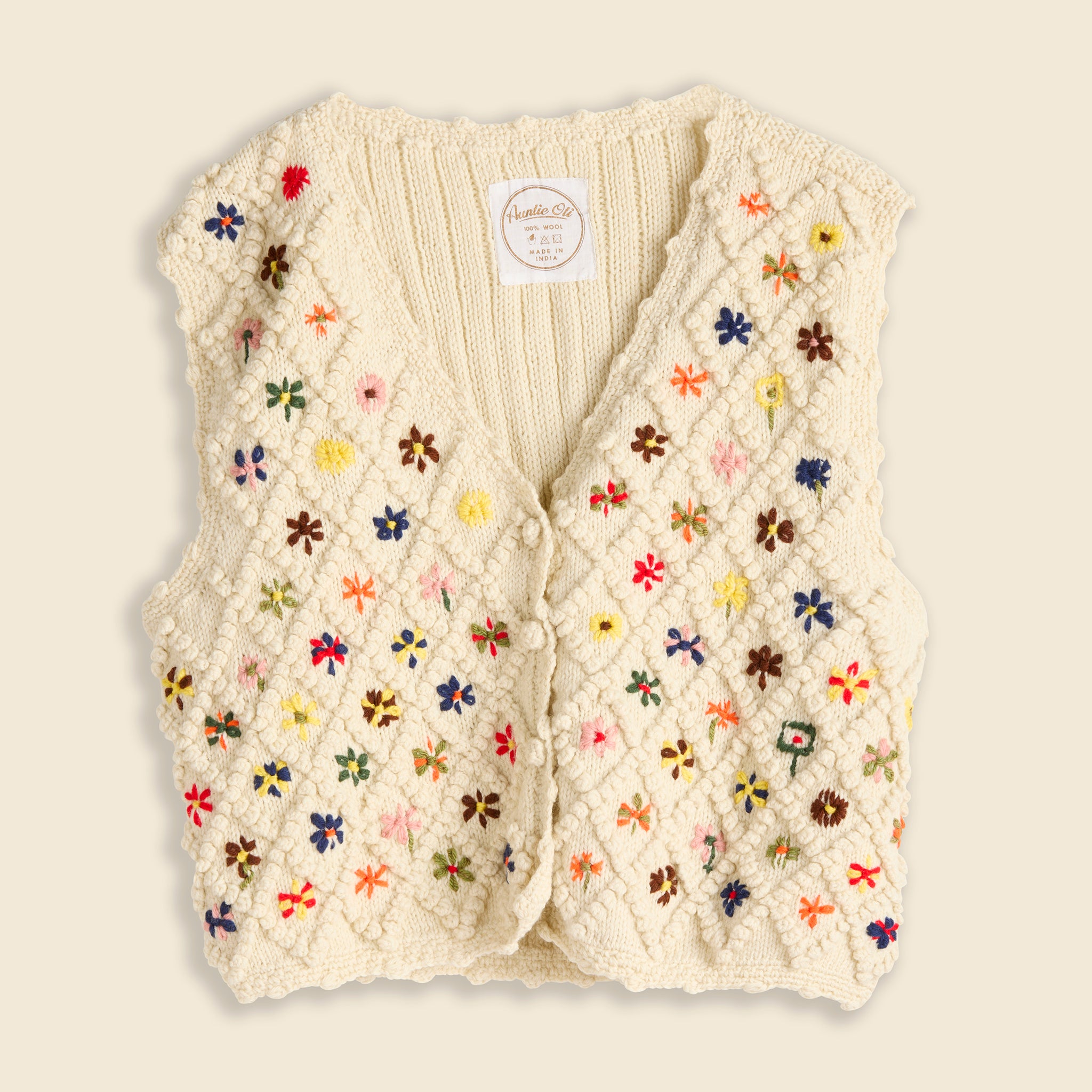 Embroidered Vest - Cream - Auntie Oti - STAG Provisions - W - Tops - Sweater