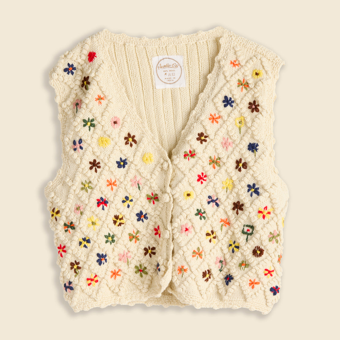 Auntie Oti Embroidered Vest - Cream