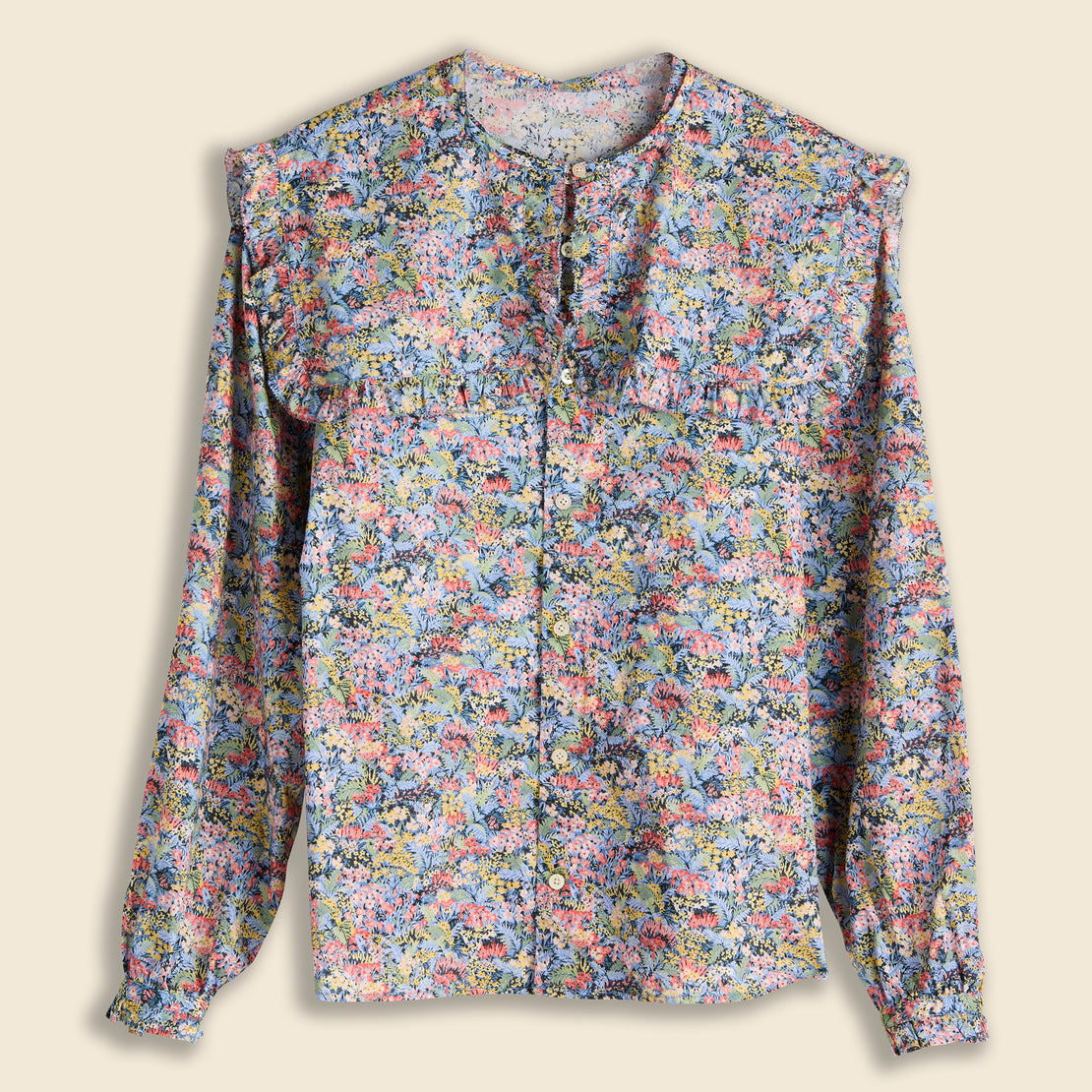 BEAMS BOY Libby Floral Collar Blouse - Red Multi