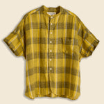 Oversized Linen Check S/S Shirt - Yellow - BEAMS BOY - STAG Provisions - W - Tops - S/S Woven