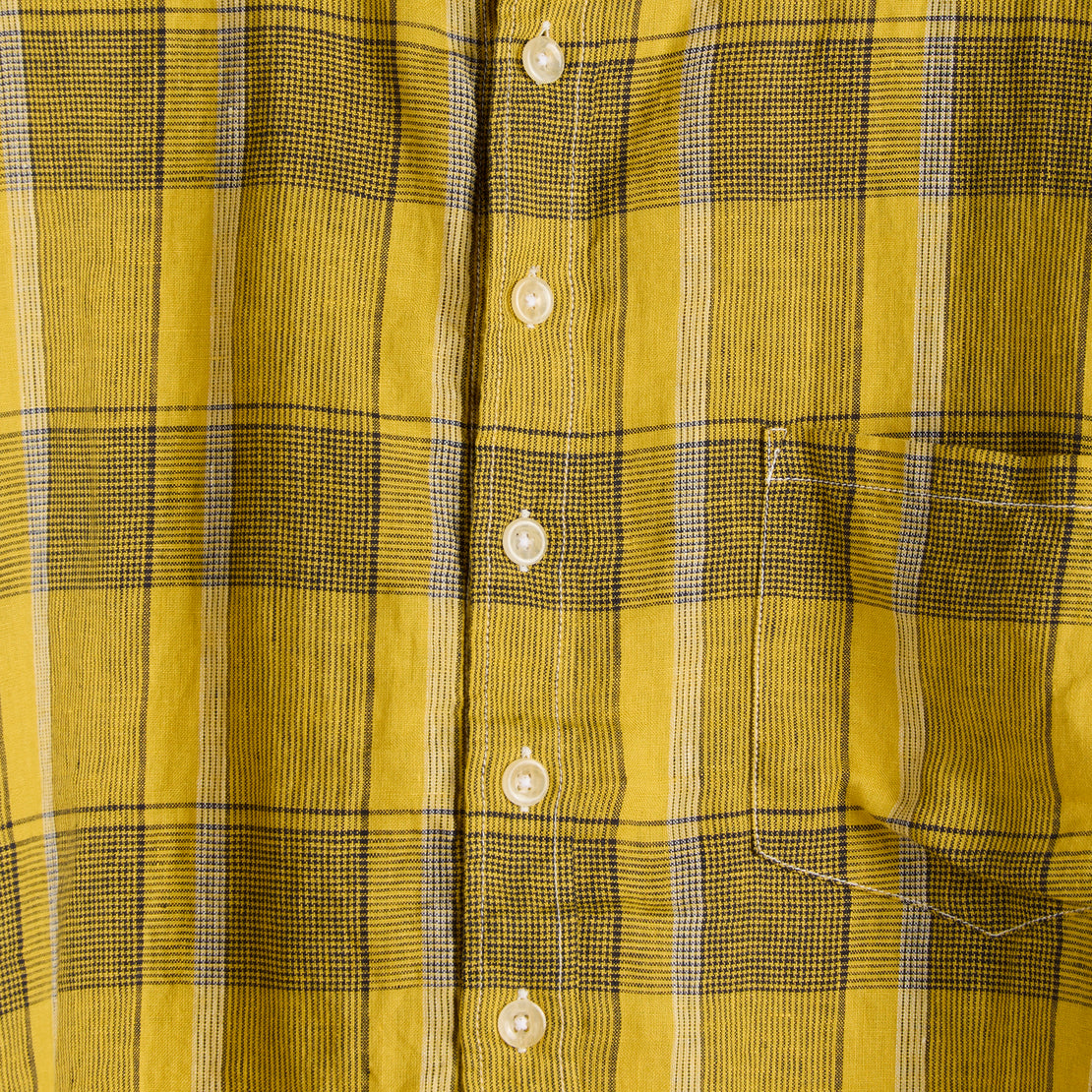 Oversized Linen Check S/S Shirt - Yellow - BEAMS BOY - STAG Provisions - W - Tops - S/S Woven