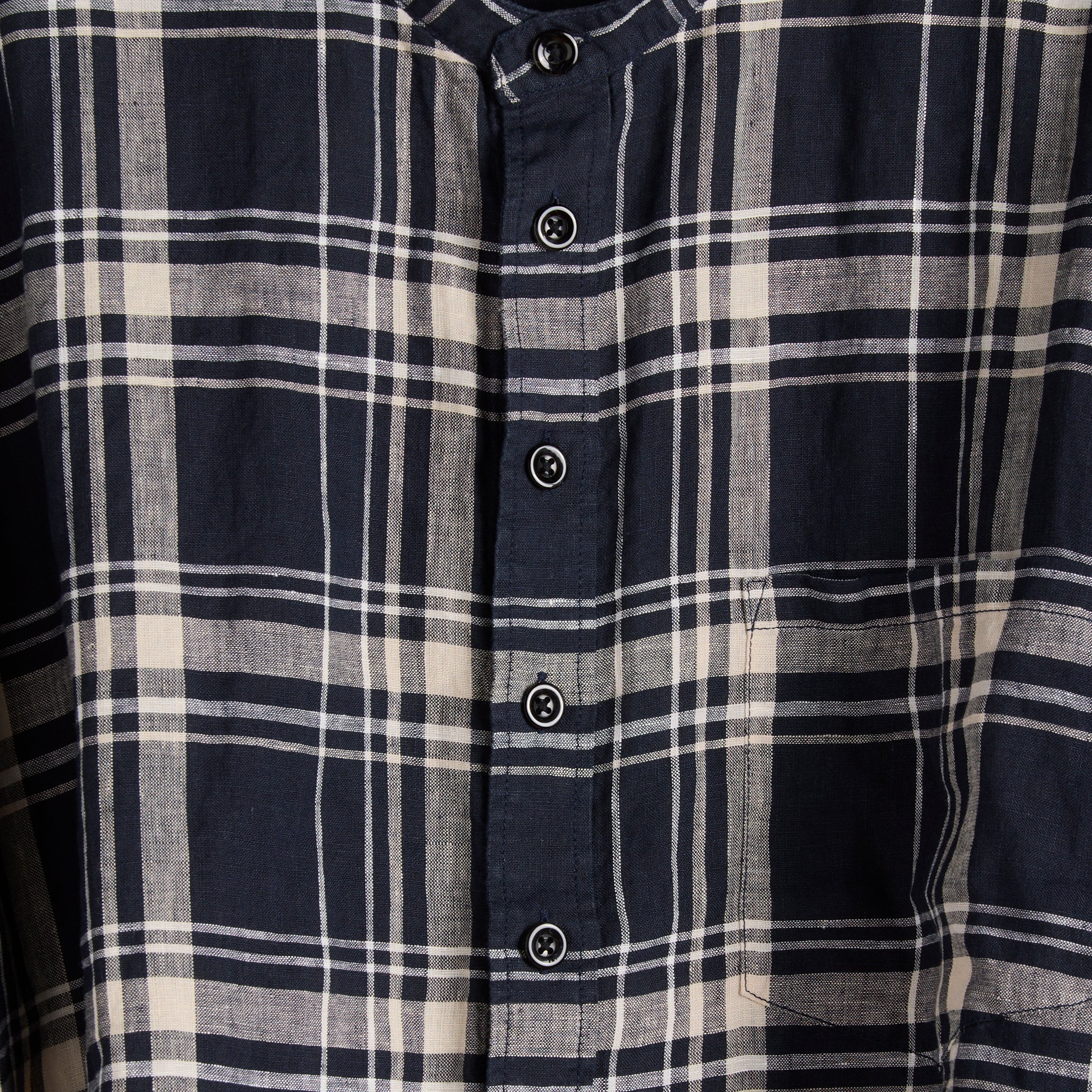 
                          Oversized Linen Check S/S Shirt - Dark Navy - BEAMS BOY - STAG Provisions - W - Tops - S/S Woven
                        