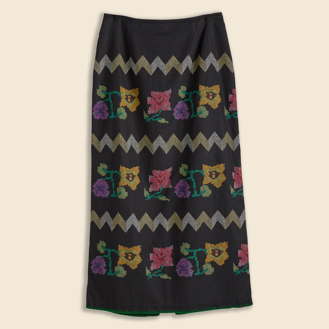 BEAMS BOY Floral Embroidered Skirt - Black