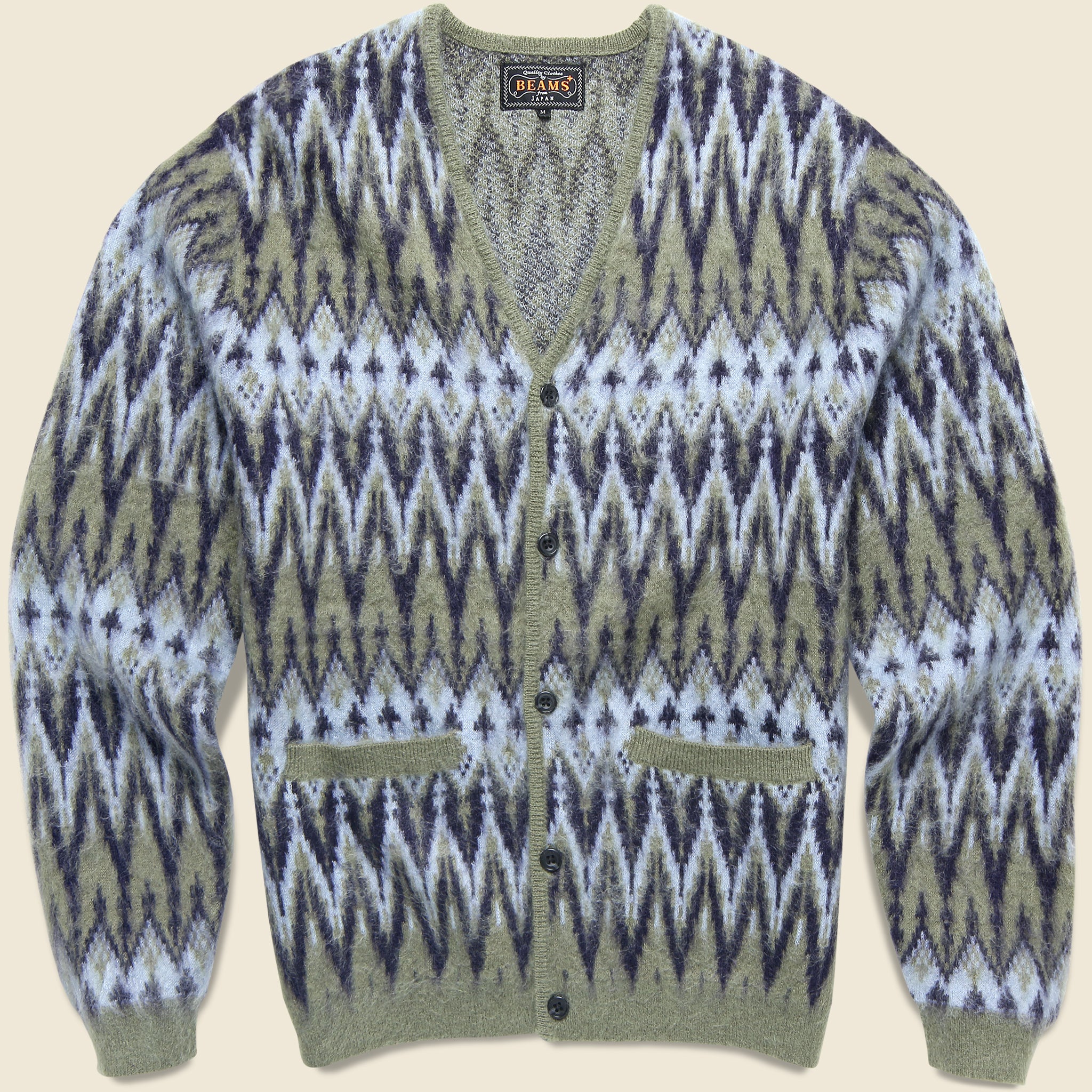 Jacquard Chevron Cardigan - Green