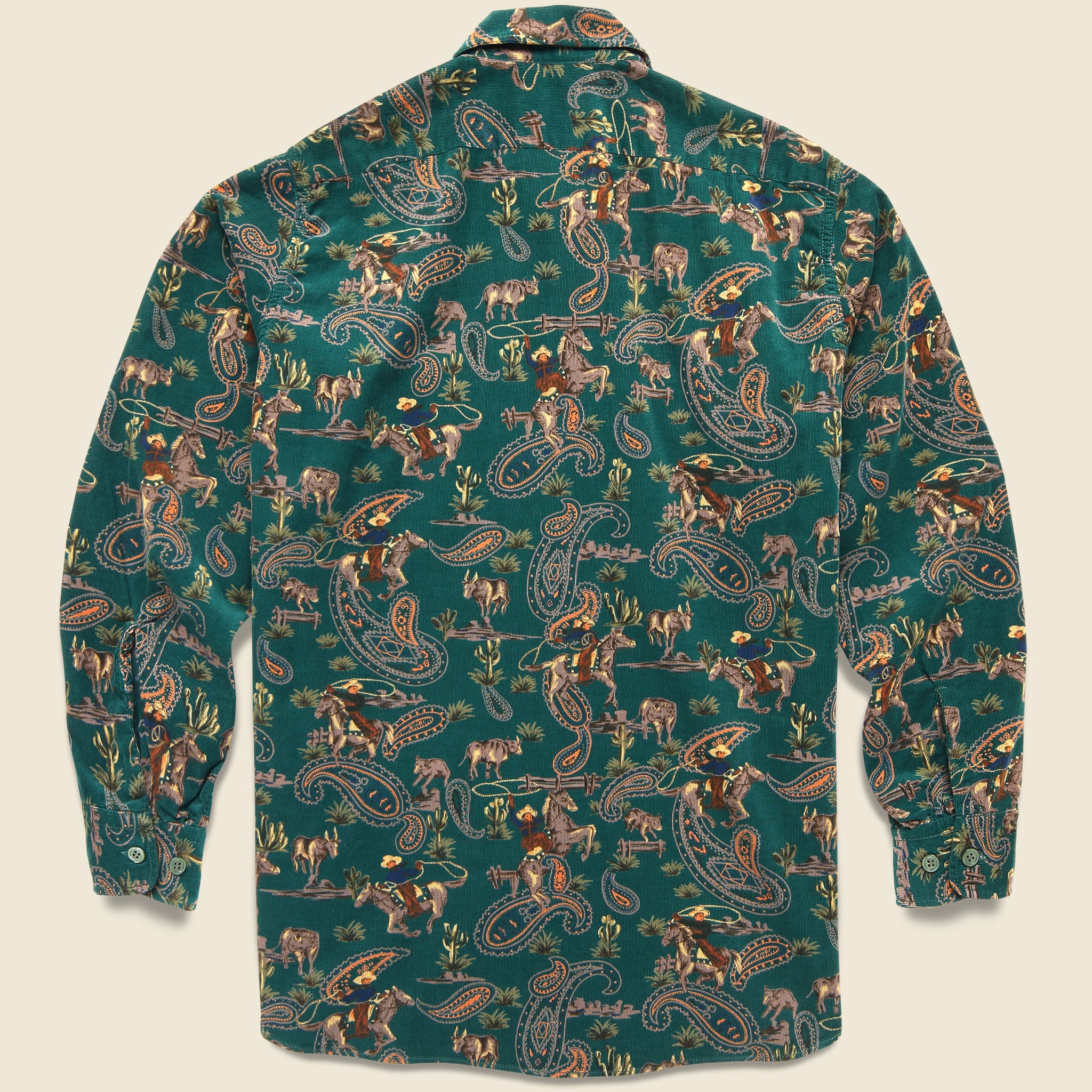 
                          Corduroy Cowboy Print Shirt - Green - BEAMS+ - STAG Provisions - Tops - L/S Woven - Corduroy
                        