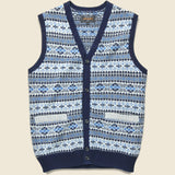 Button Knit Vest - Indigo Fair Isle - BEAMS+ - STAG Provisions - Tops - Sweater