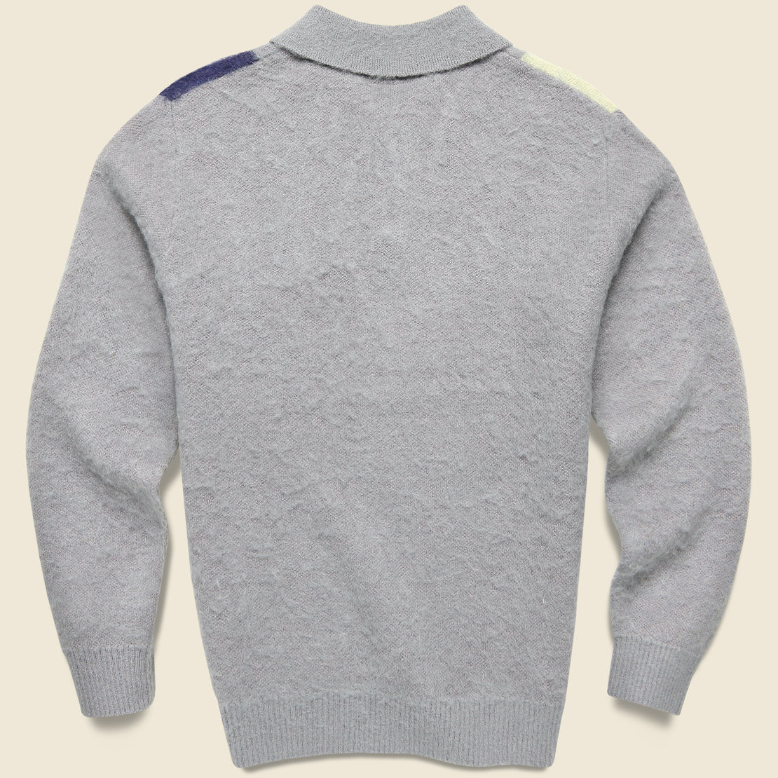 Shaggy Knit Sweater Polo - Grey