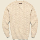 Cable Crewneck Sweater - Beige - BEAMS+ - STAG Provisions - Tops - Sweater