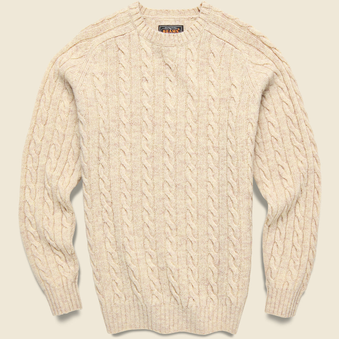 BEAMS+ Cable Crewneck Sweater - Beige