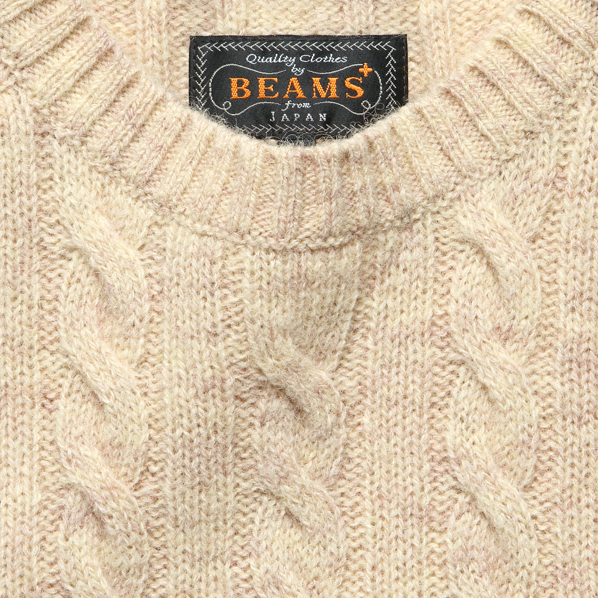 
                          Cable Crewneck Sweater - Beige - BEAMS+ - STAG Provisions - Tops - Sweater
                        