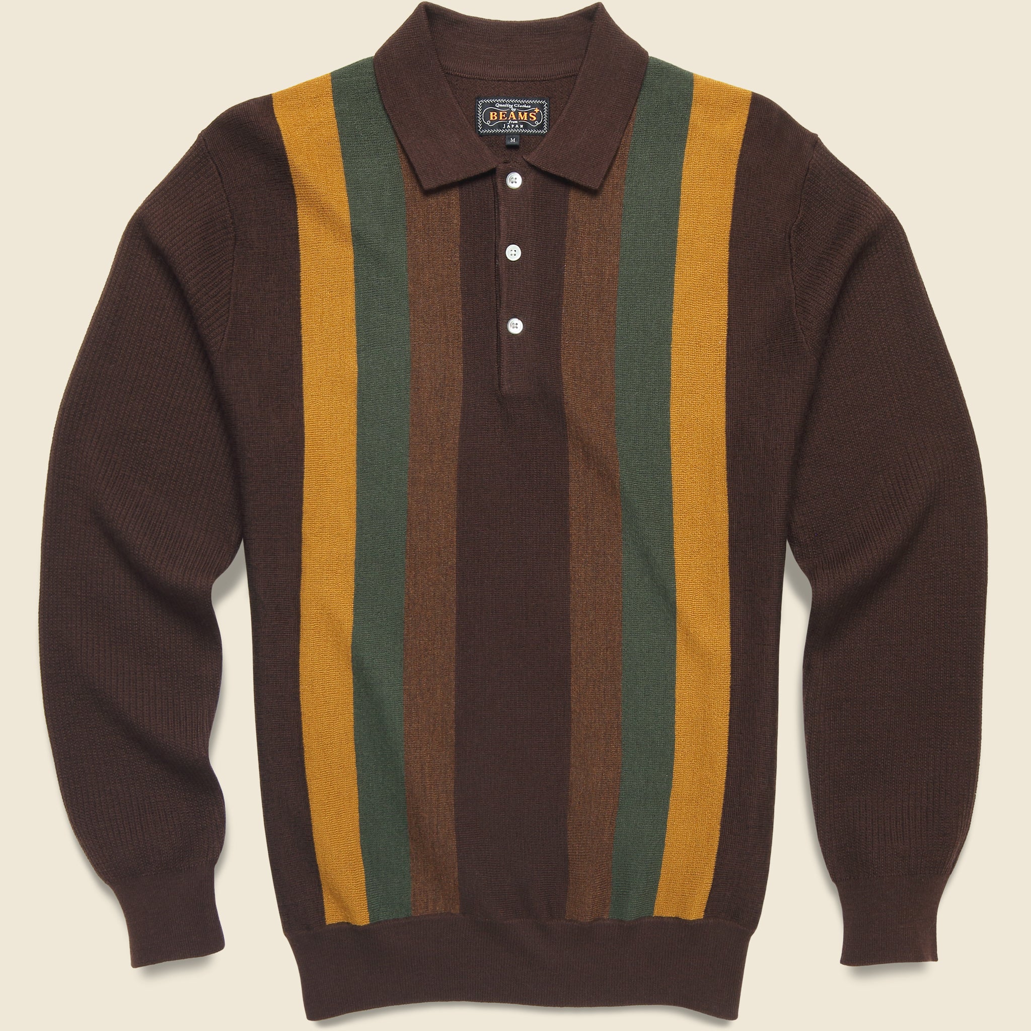 Knit Stripe Polo - Brown